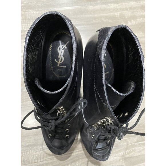 Yves Saint Laurent YSL Ariane 90 platform wedge lace up booties Size 39,5 - Picture 4 of 8